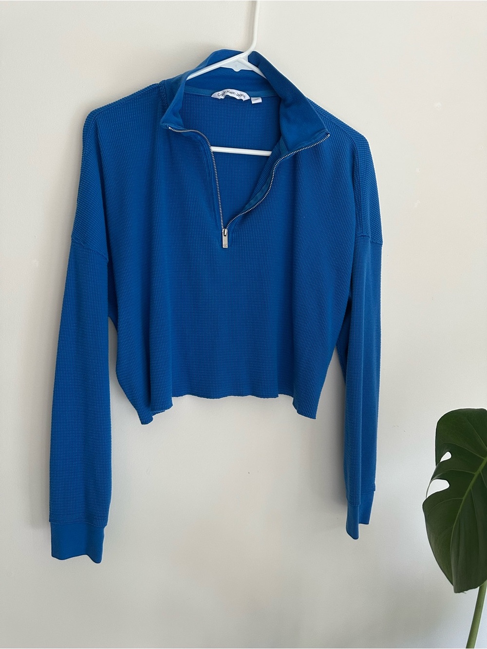 Calvin Klein Jeans Cobalt Blue Half-Zip Cropped Top